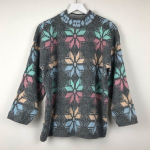 NWT Needles & Yarn Grey Colorful Aztec Sweater